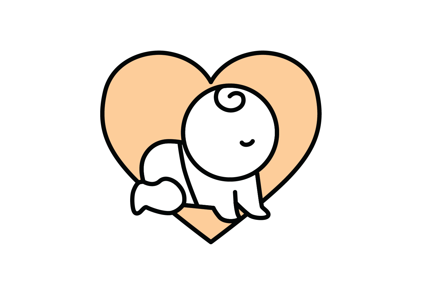 icon of baby, demonstrating miniware tableware adapts and promotions healthy brain function when feeding