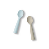 Silicone Training Spoon 2-pack - Aqua + Oat