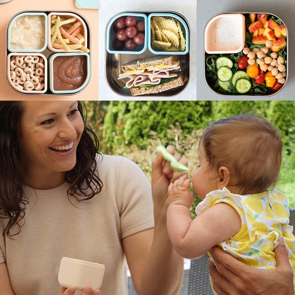 GrowBento Lunch Set Chrome + Peach