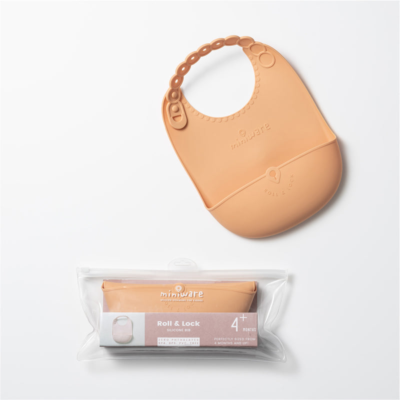 Roll & Lock silicone bib Toffee