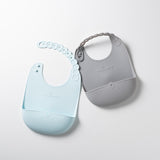 Roll & Lock bib Aqua + Dove Grey